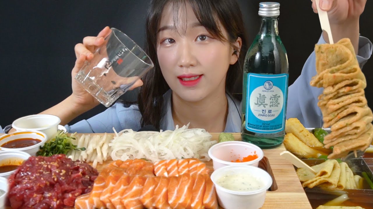 저랑 술 한잔 할래요? | 제히와 알코올 ASMR(feat.연어와 육회, 어묵탕)