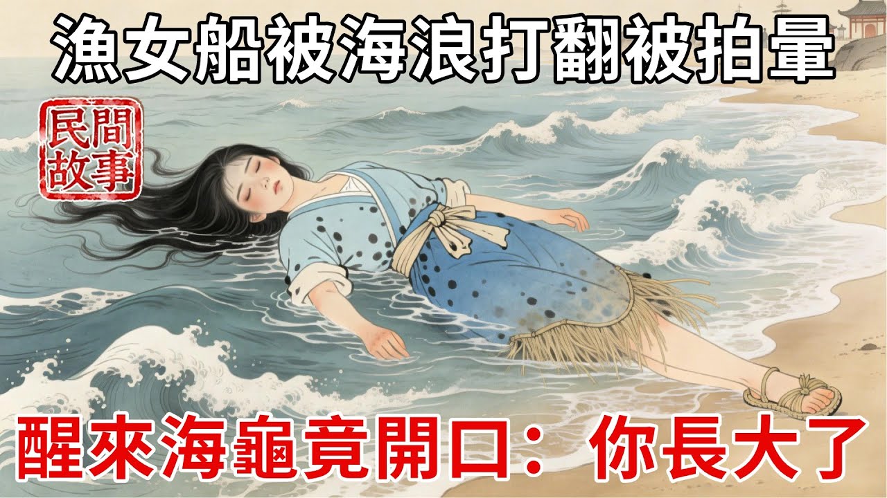 漁女出海打漁突遇特大風浪，船被海浪打翻，漁女被拍暈，醒來發現自己在神秘小島，身旁老海龜竟突然開口：你長大了！#民間故事 #傳統文化 #原創虛構 #華語有聲書 #槐樹下聽書