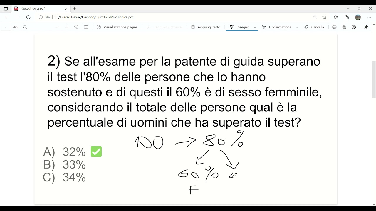 Quiz di logica Agenzia Entrate - percentuali e ragionamento verbale