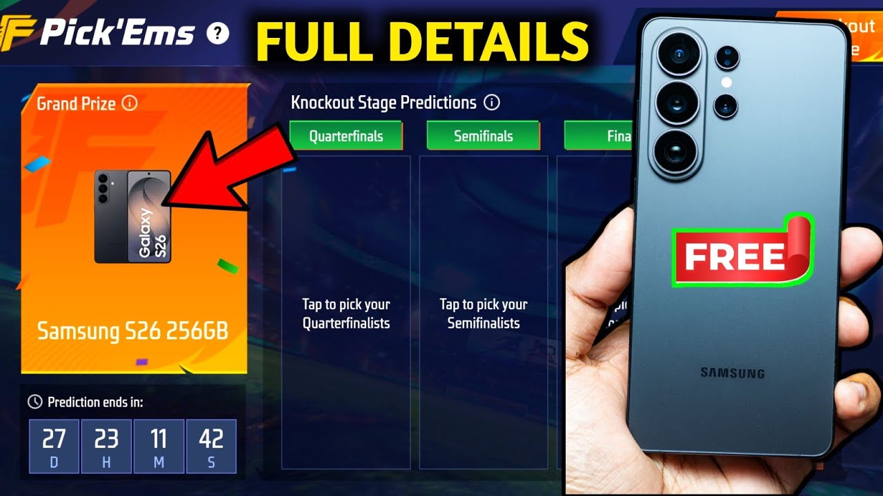 Samsung Galaxy S26 Kaise Milega ? Pick,ems event Full Details free fire |