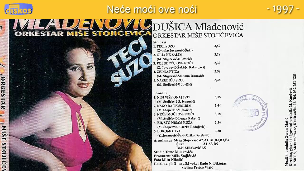 Dusica Mladenovic - Nece moci ove noci - (Audio 1997)