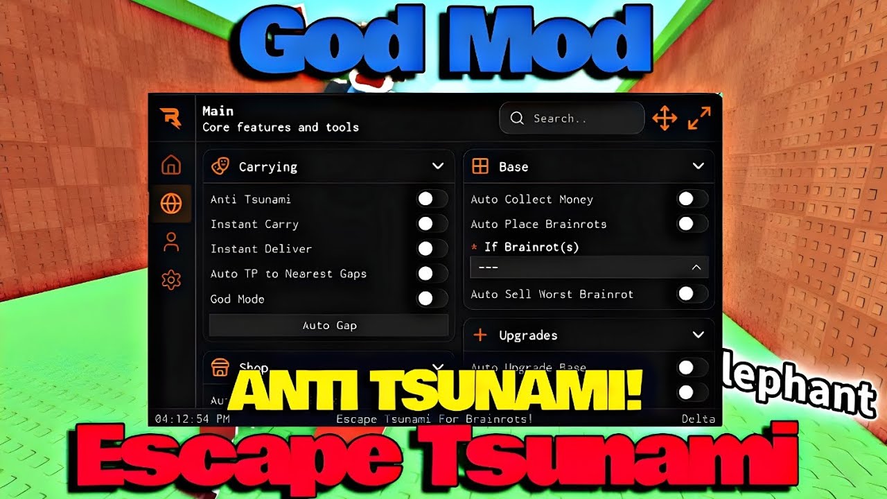 Escape Tsunami For Brainrots Script - GOD MODE, ANTI TSUNAMI, BRAINROT SPAWNER, DUPE BRAINROT
