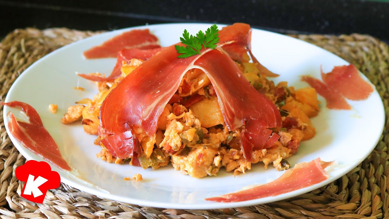 Huevos Revueltos con Jamón Serrano , Pimientos , Chorizo y Cebolla 🍳 | REVUELTO CAMPERO RECETA Fácil