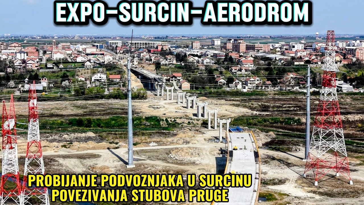 Nova pruga Expo-Surcin-Zemun prokopavanje podvozjnaka ka Aerodromu,povezivanja stubova preko njiva