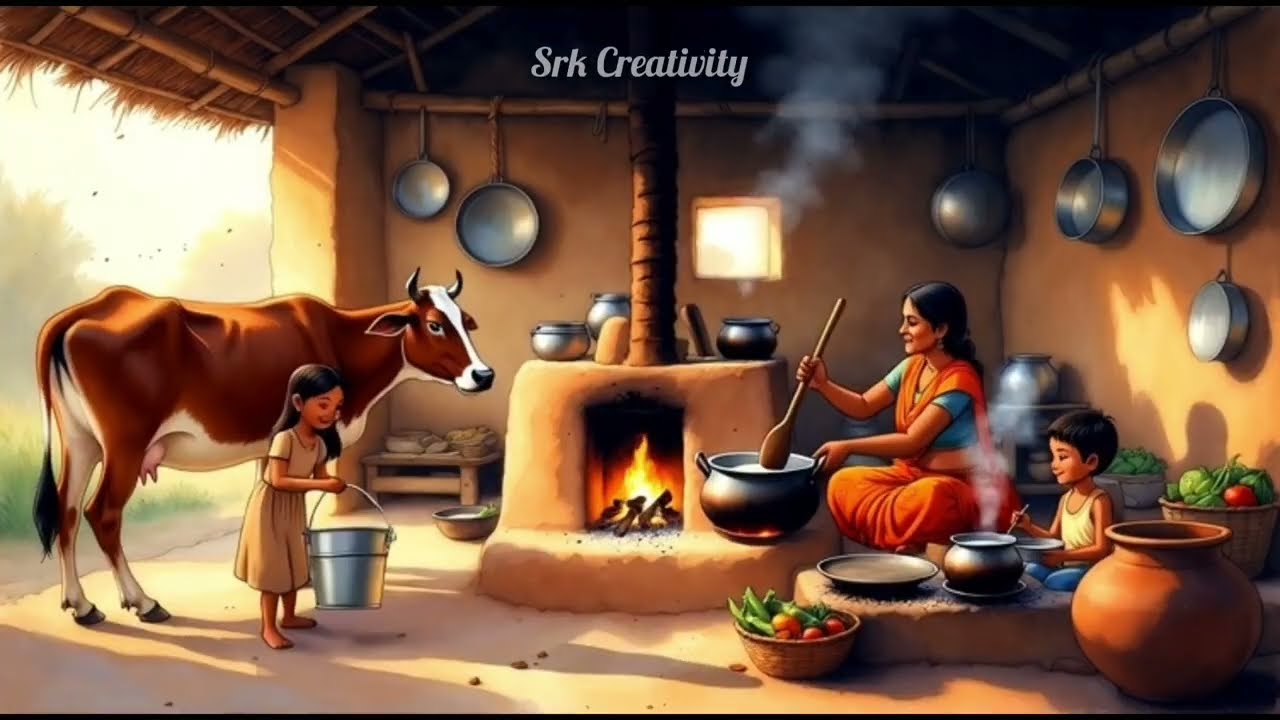 🏡 Peaceful Indian Farmer Family Life | Ghibli Style Village Animation