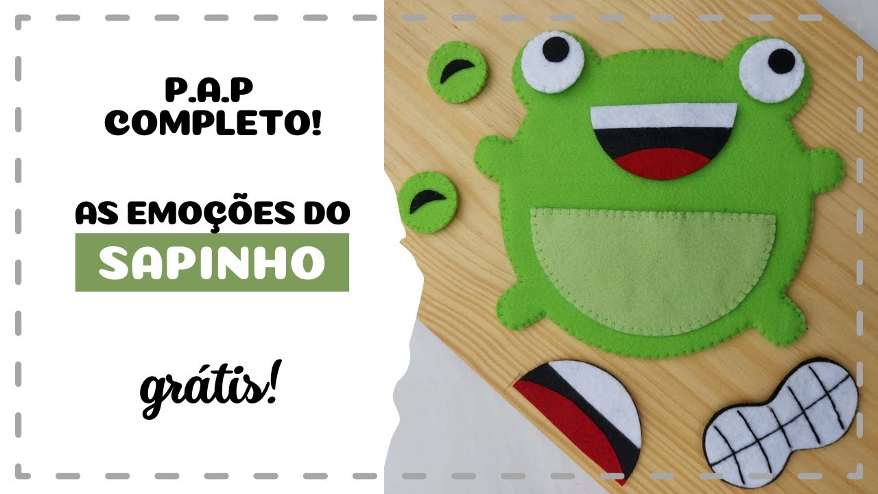 Brinquedo Educativo em Feltro - Sapinho Emoções (MOLDE GRÁTIS)