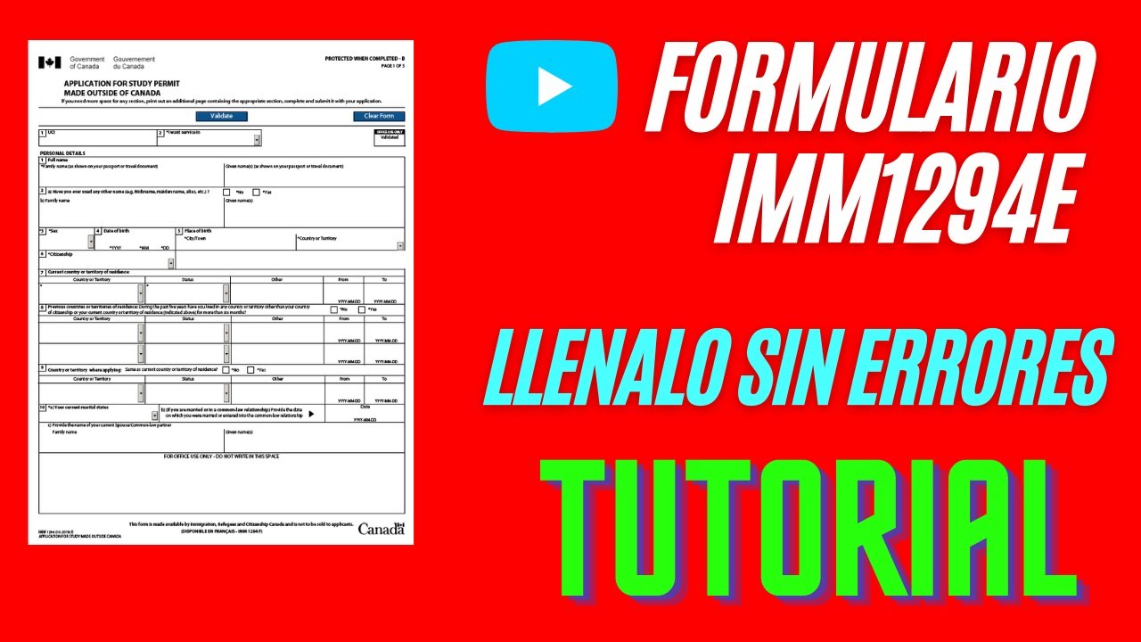 COMO LLENAR EL FORMULARIO IMM1294e SIN ERRORES! 🙏 VISA ESTUDIOS CANADÁ 🚀