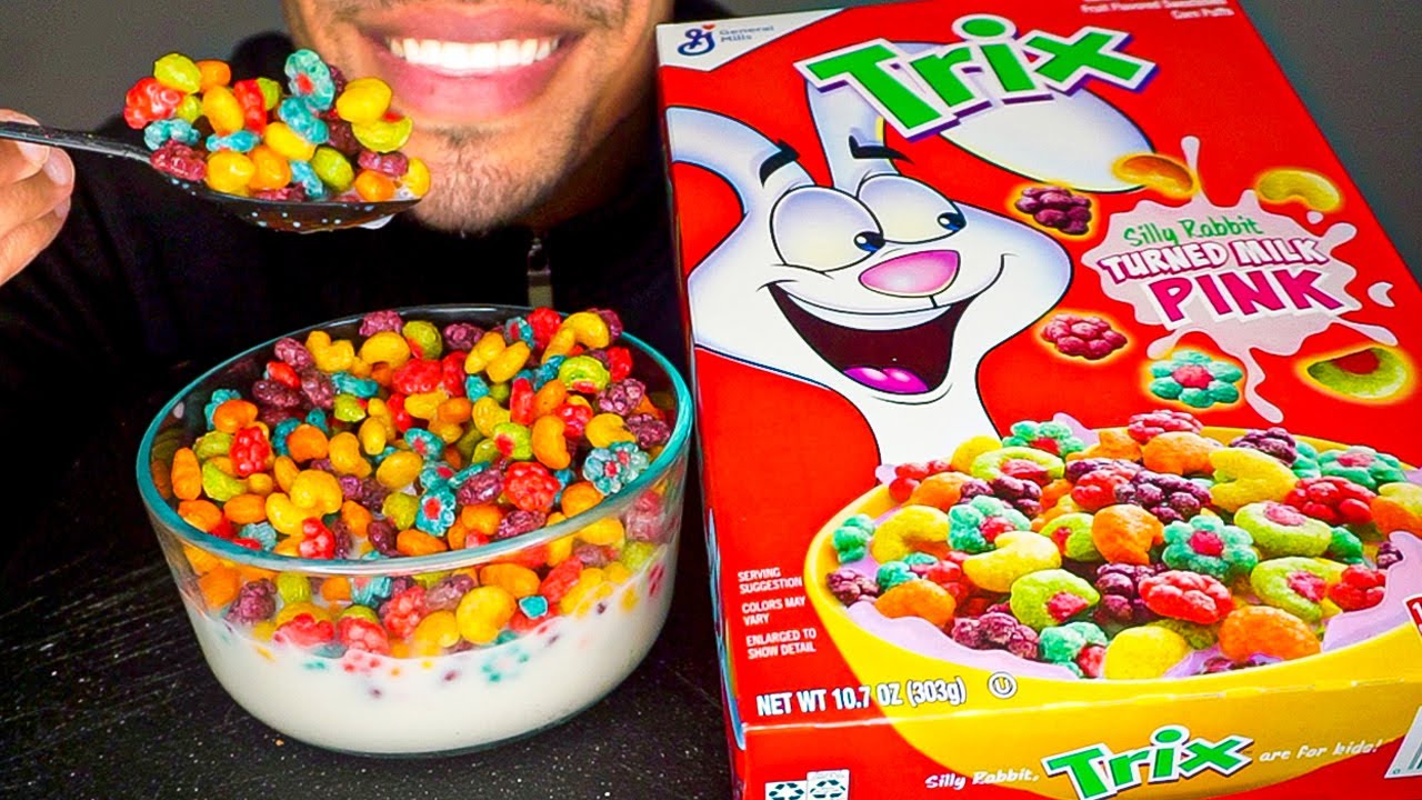 ASMR TRIX CEREAL MILK CANDY COLORS MUKBANG EATING SOUNDS JERRY CRUNCHY SWEETS NO TALKING