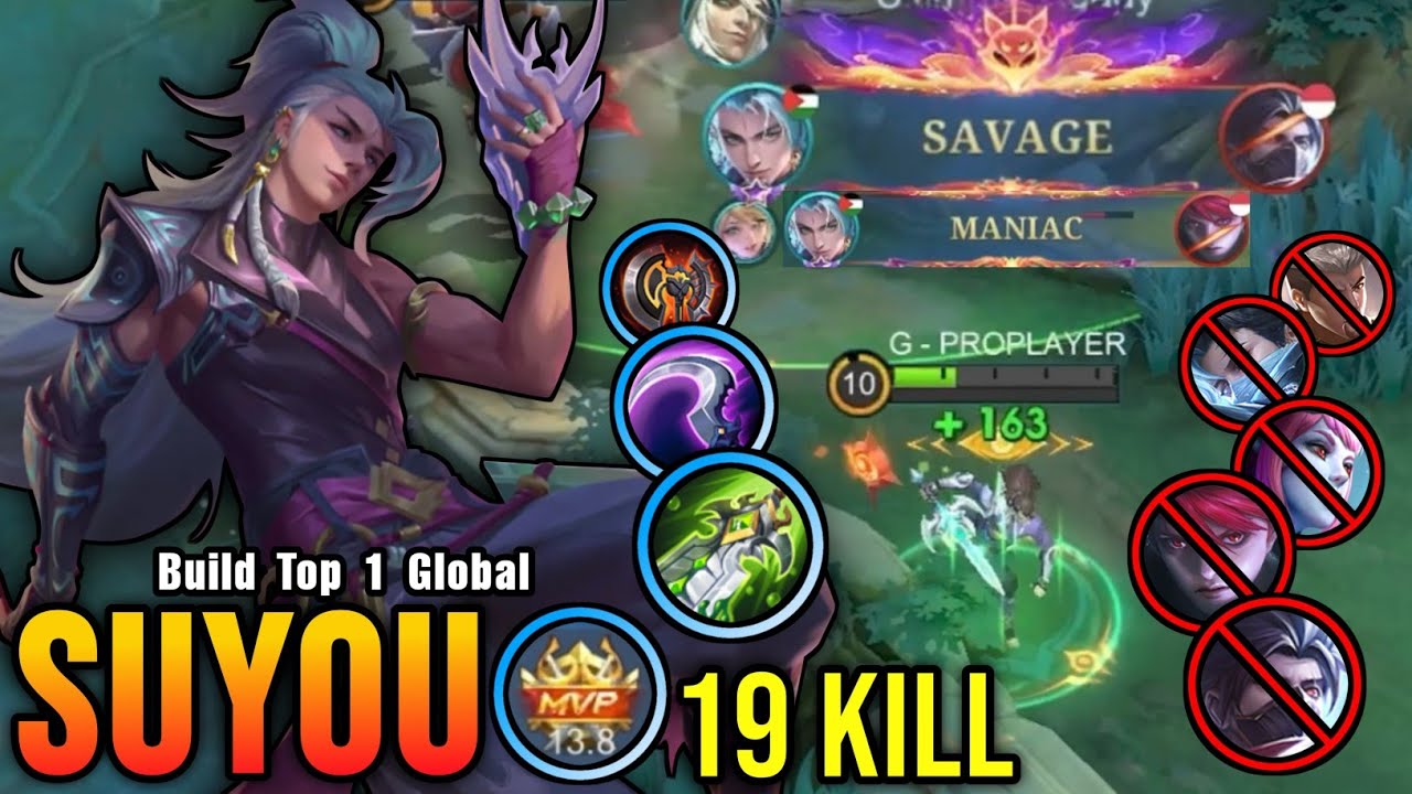 SAVAGE + 19 Kills!! Jungler META Suyou 100% Deadly!! - Build Top 1 Global Suyou ~ MLBB