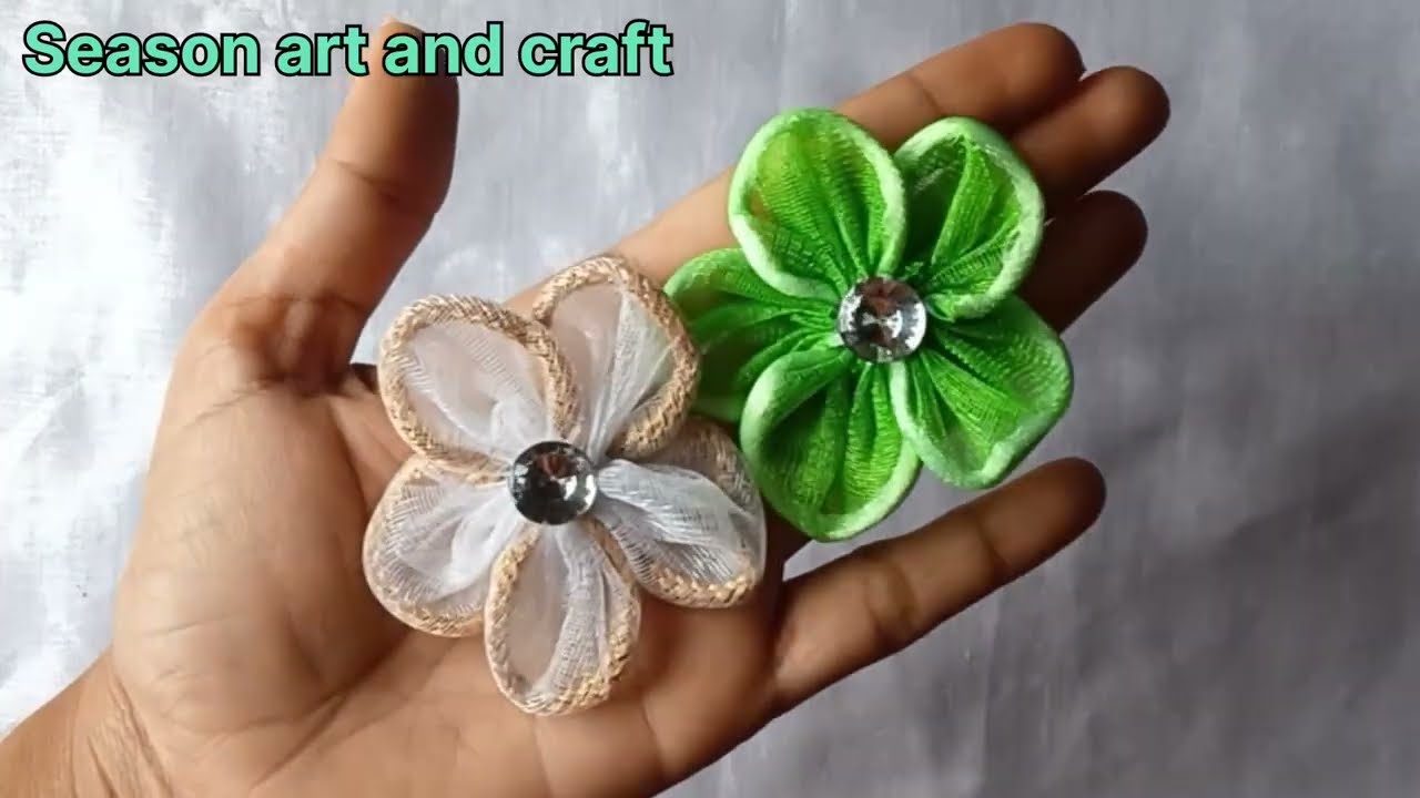 नेट का यूज करके घर पर बनाएं ब्यूटीफुल फ्लावर | Navaratri Special | Hand Embroidery