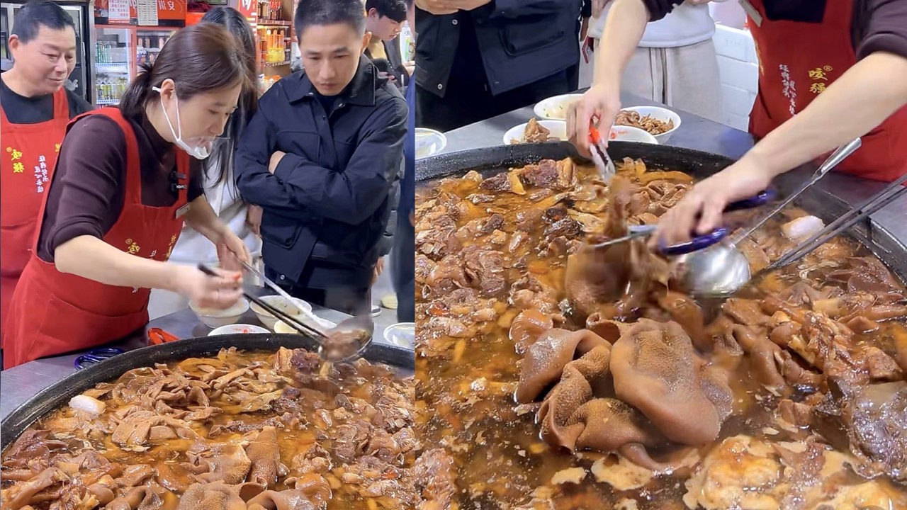 Cooking and selling mutton, yummy food.