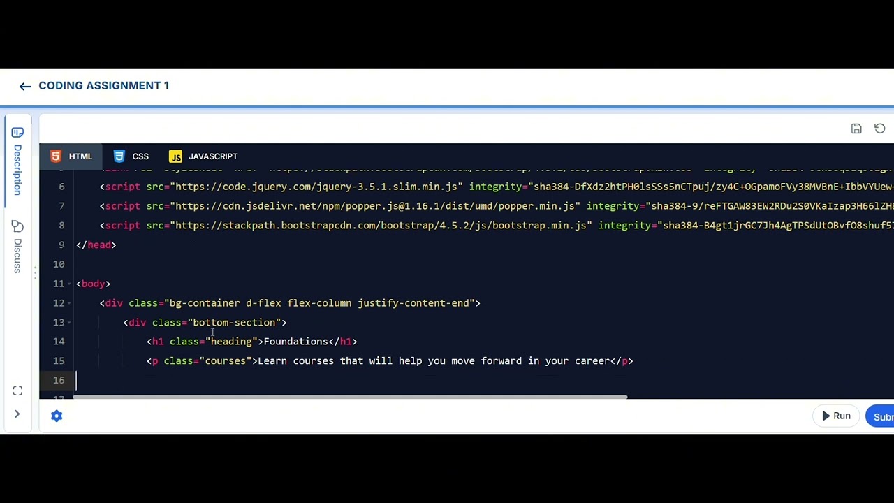 Build your own static website Assignment (Coding Assignment 1) Foundation page