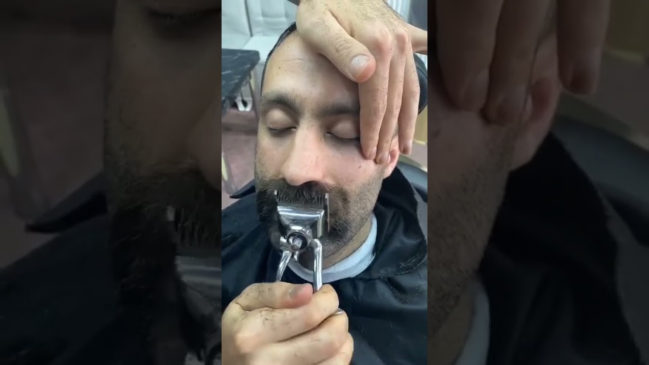 Shaving the mustache with a hand shaver (medieval) 😂