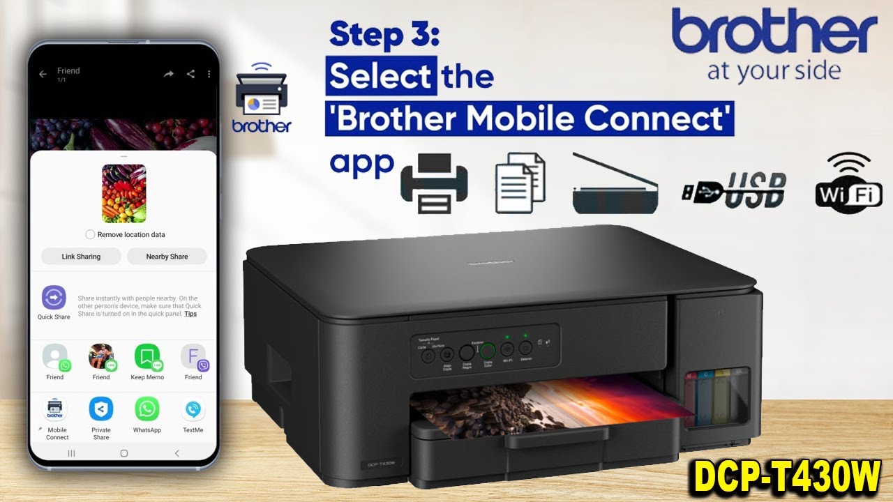 Как подключиться и печатать по Wi-Fi с помощью Brother Mobile Connect | Принтер Brother DCP-T430W.