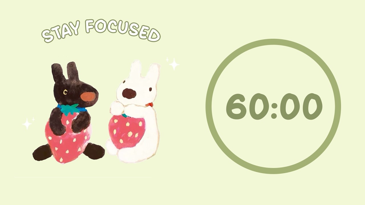 🍓 Study with Me | Strawberry Bunny Study | 60/10 Timer | Chill Lo-fi 🎶 | 4 Hour Focus Session
