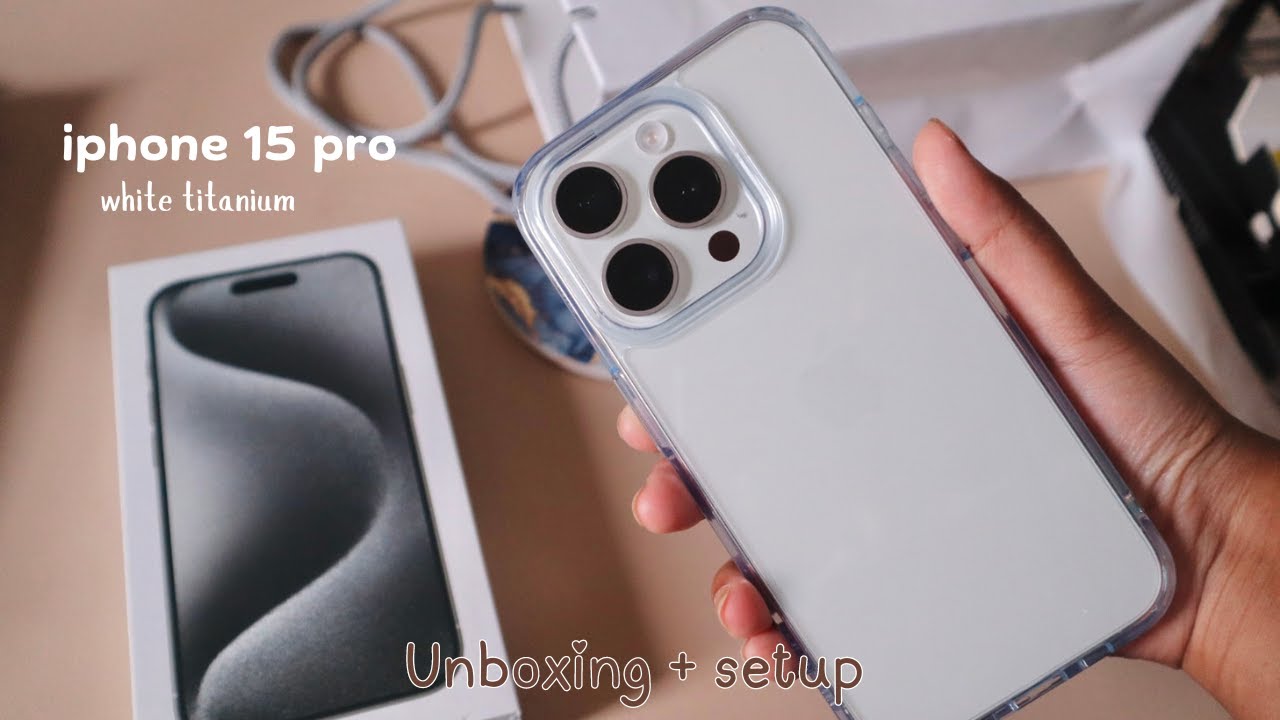 NEW IPHONE 15 PRO UNBOXING 🍎 + accessories & camera test |white titanium ASMR