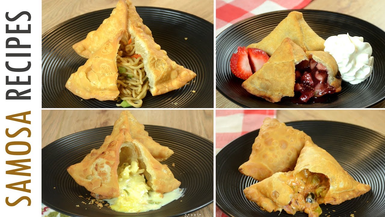 4 Easy SAMOSA RECIPES | Indian Snack Recipes | Noodle Samosa, Rabri samosa Pizza Samosa, Cake Samosa