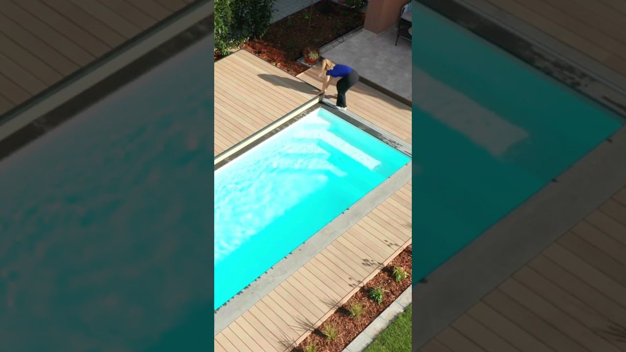 Begehbare Poolabdeckung von Novacomet😱 #pool #swimmingpool #novacomet #poolabdeckung
