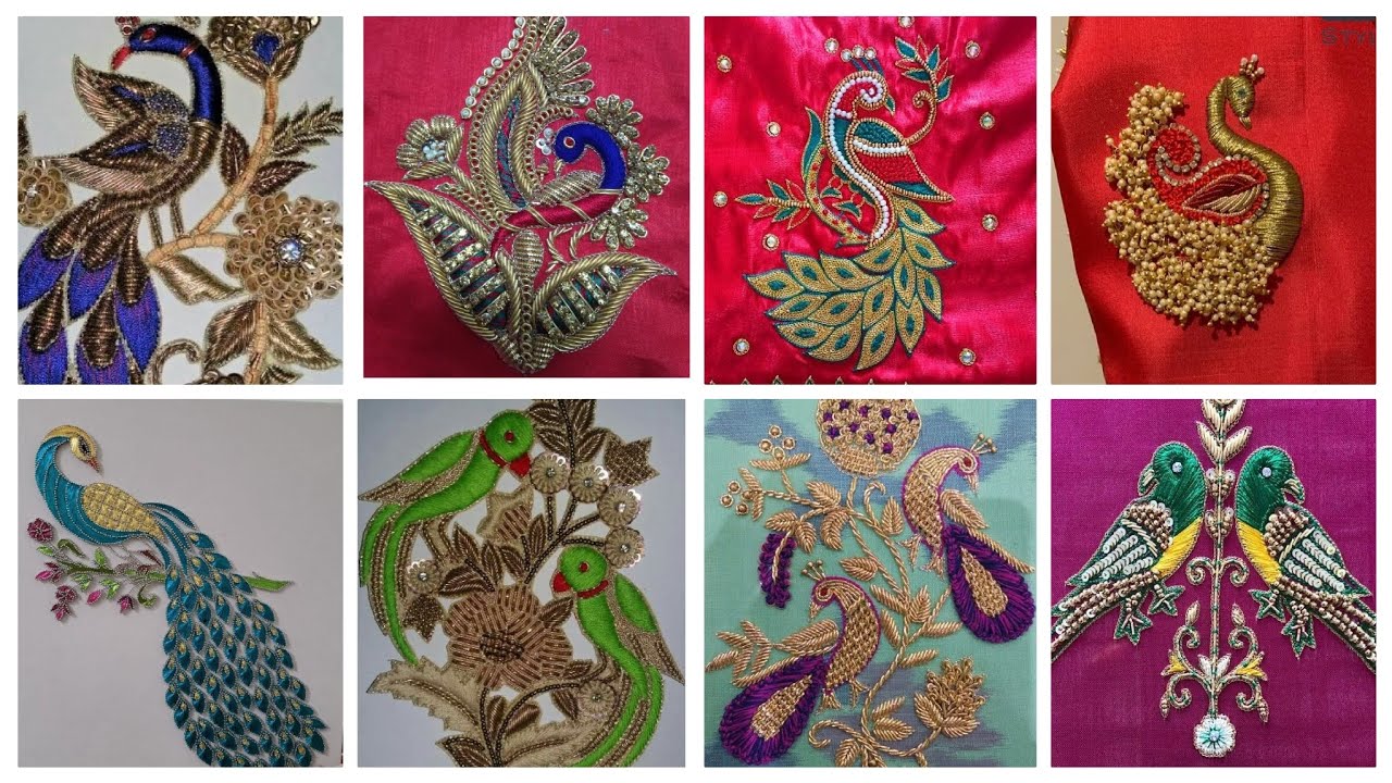 Aari work peacock design // Elegant heavy peacock aari work