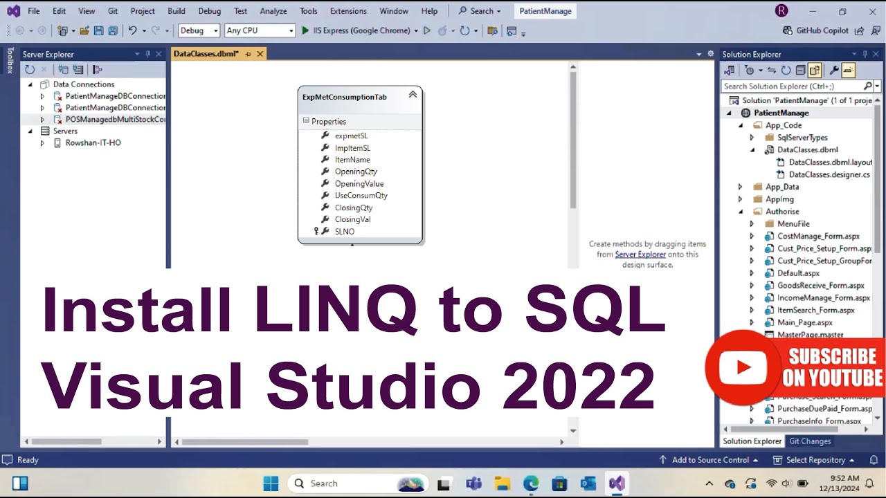 Install Linq to SQL Class Visual Studio 2022