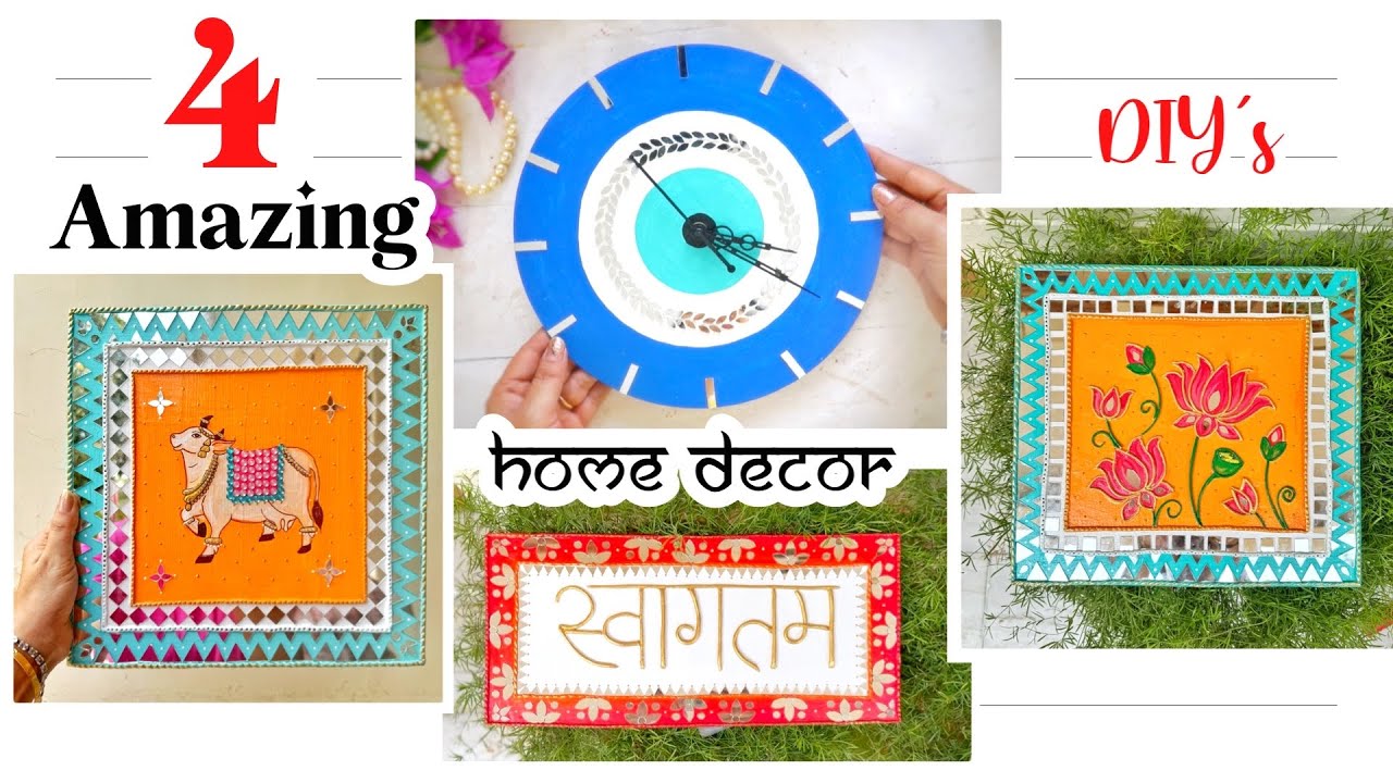 4 Amazing Wall Hanging || Lippan Art || Evil Eye 🧿 Wall Clock on a Budget