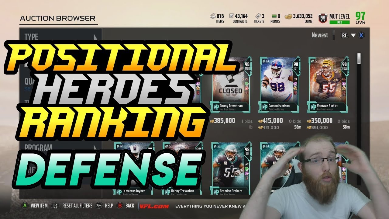 Ranking All of the Defensive Positional Heroes! Worst to Best! Madden 18 Ultimate Team