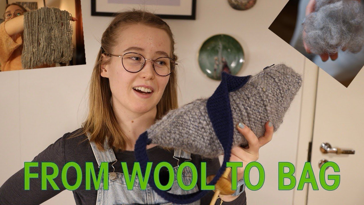 Spinning Yarn & Knitting the Archer Scarp Yarn Bag