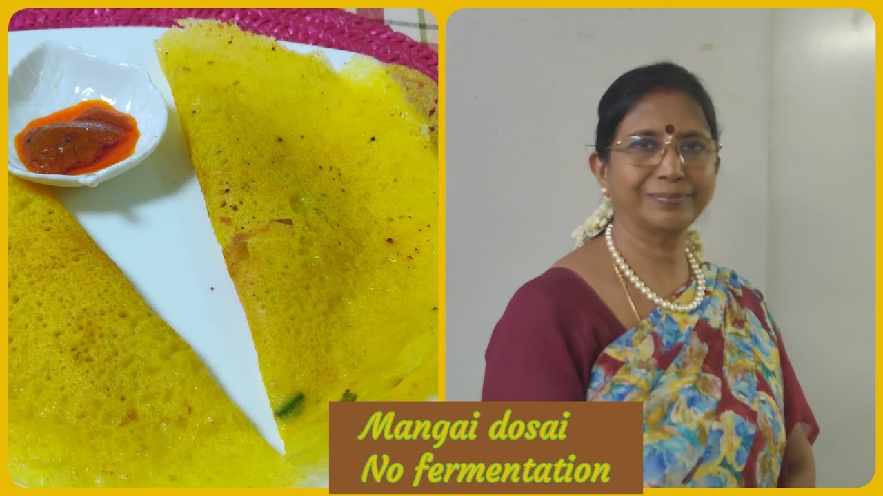 Mangai dosai / மாங்காய் தோசை - மிக்ஸியில் அரைத்தாலும் போதும்.உடனே சுடலாம் - Mallika Badrinath recipe