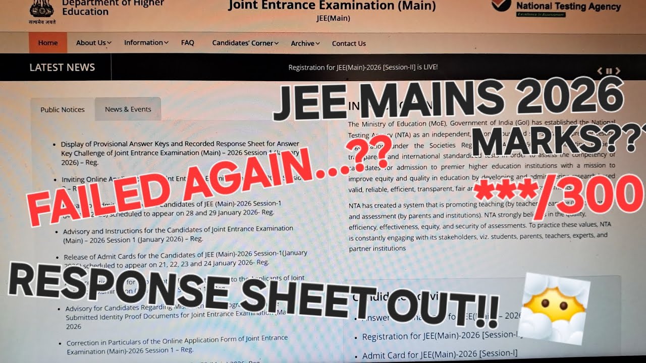 My JEE Mains 2026 Final Score | 23S2 ***/300 | Response Sheet Out !! | Unfiltered with Yu 