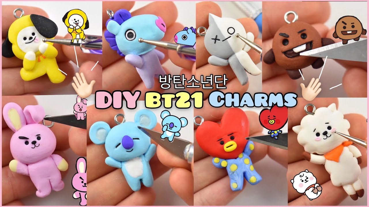 DIY BT21 Character Charms ⚡️| Polymer Clay | Strawberrypuffcake