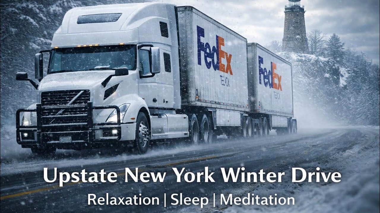 4K POV Truck Driving USA | East Coast Winter Snow Highway | Upstate New York Relaxing Drive