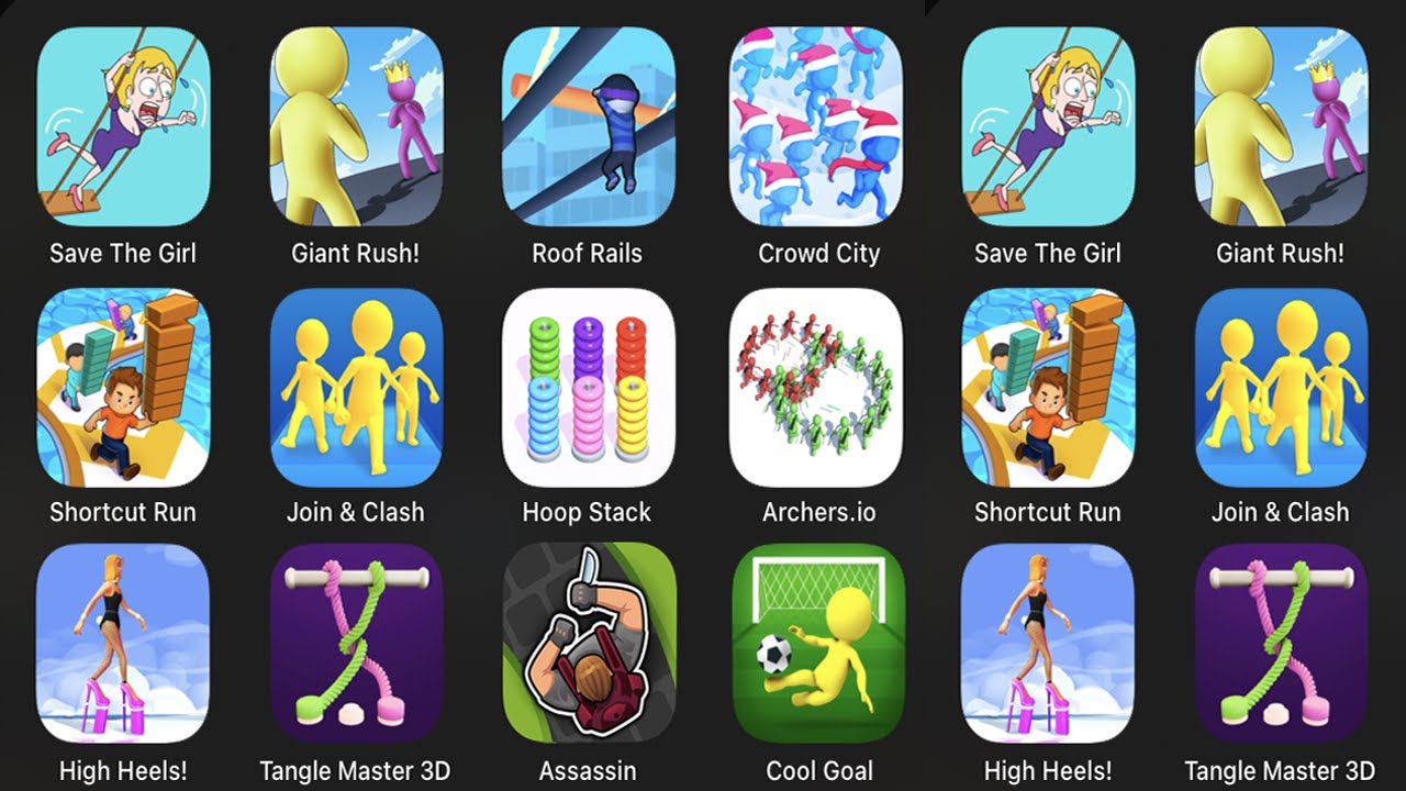 Save The Girl, Giant Rush, Roof Rails, Crowd City, Shortcut Run, Join Clash, Hoop Stack, Archers ...