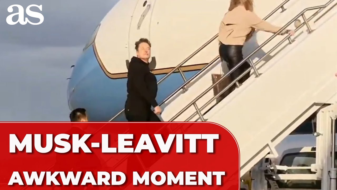 Elon Musk's AWKWARD MOMENT on Air Force One: tries to AVOID LOOKING at Karoline Levitt