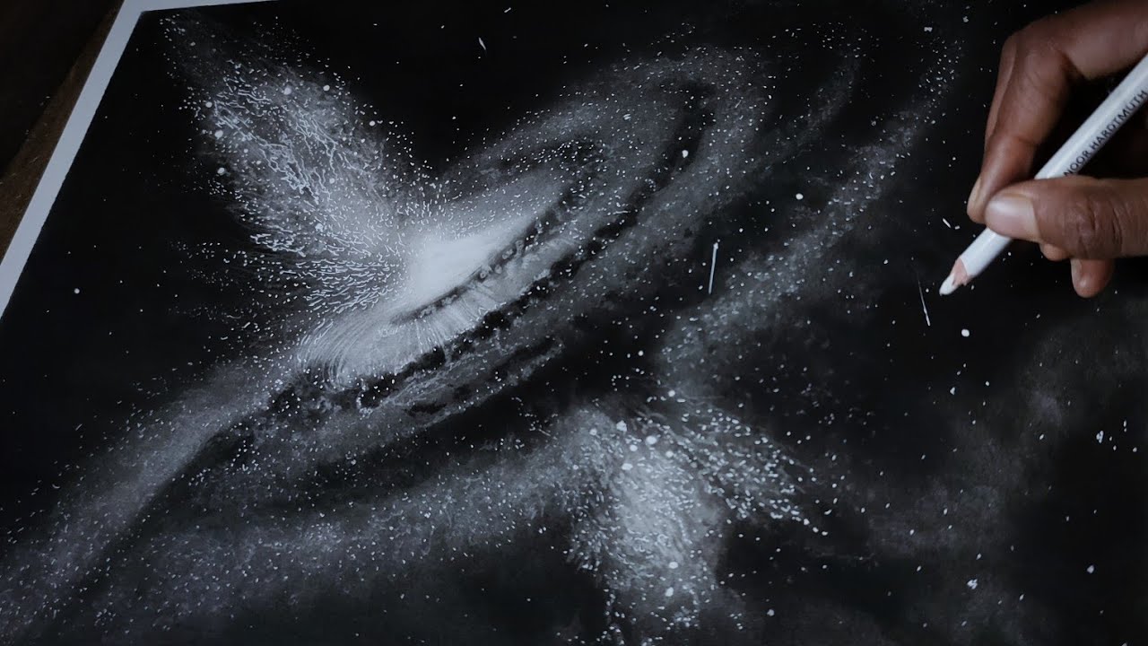 Drawing - Galaxy with charcoal pencil. How to draw galaxy drawing. #neetubamniyaart 