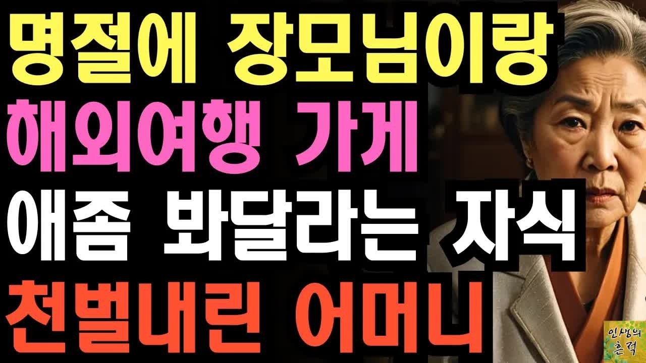 ＂나 더이상 찾지말거라!＂ 명절에 장모랑 해외여행가게 손주 좀 봐달라길래 뒤집어엎고 복수한 어느 어머니