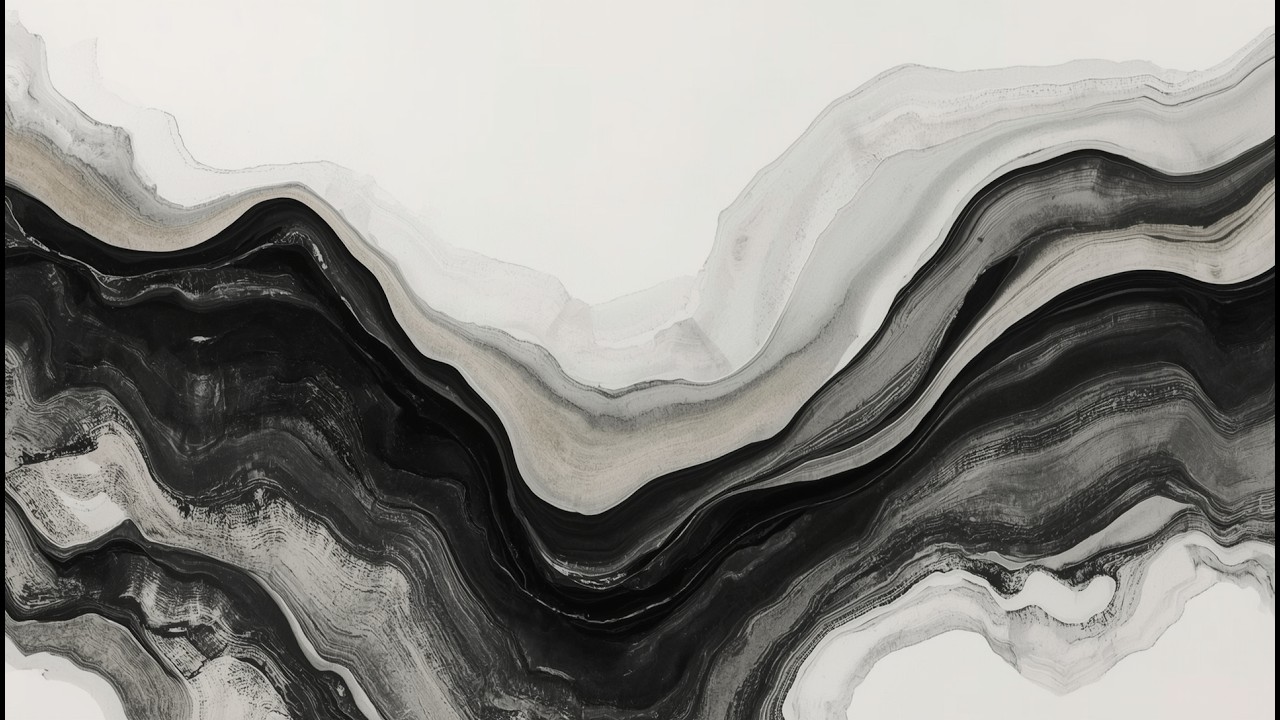 Flowing Monochrome Abstract Art — Black & White Moving TV Art 4K
