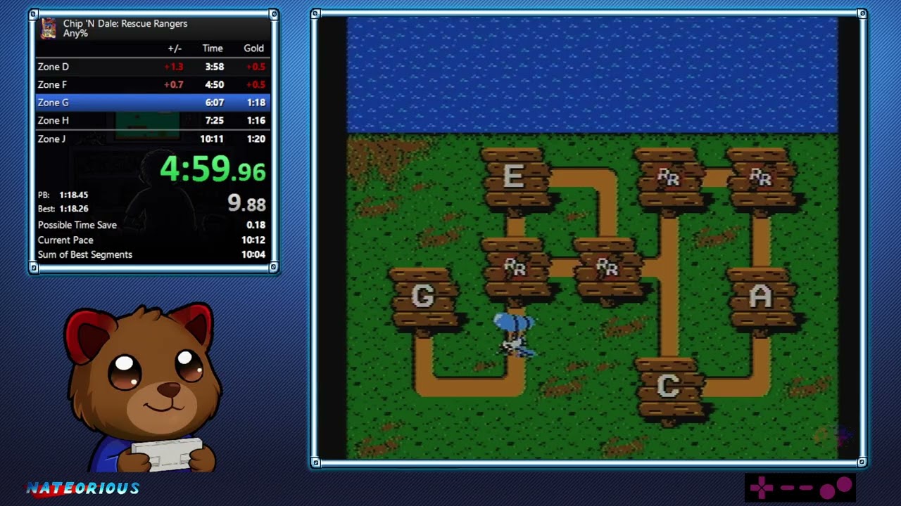 Chip N Dale: Rescue Rangers (NES) Any% Speedrun - 10:10 by Nateorious