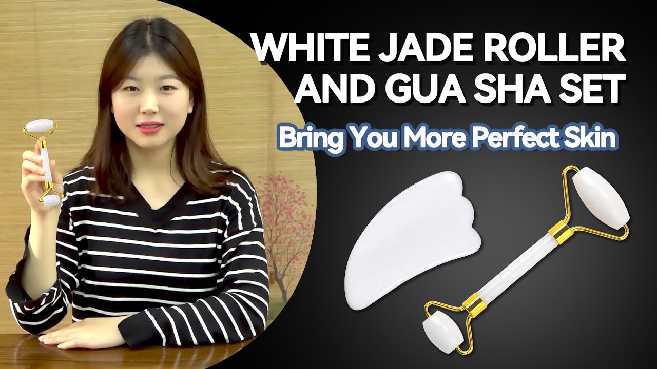 White Jade Face Massage Roller+Claw Shaped Gua Sha Tool Set - Deyigems