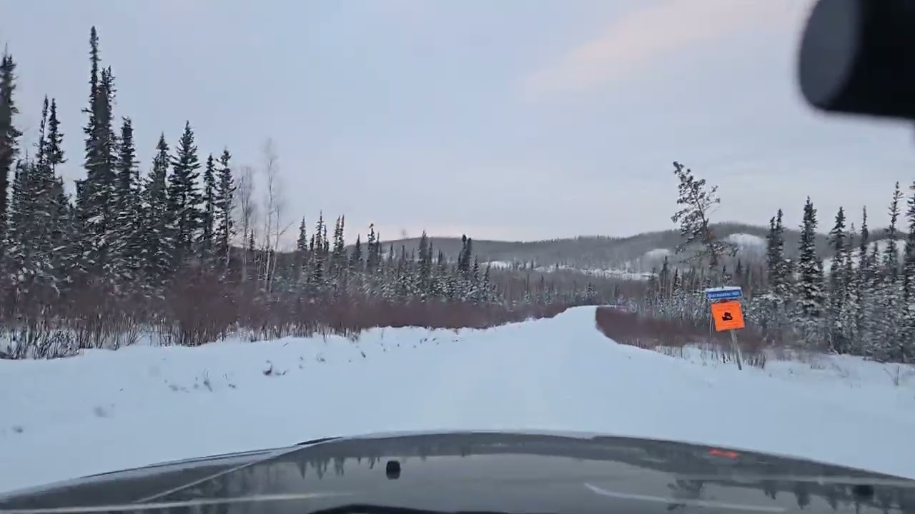 Blackwater River crossing & hill, winter road to Norman Wells NWT 