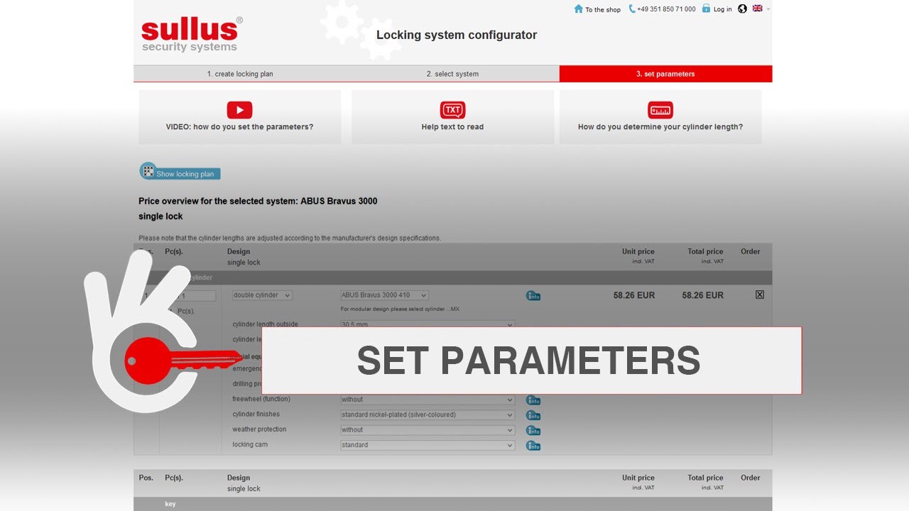 Set parameters