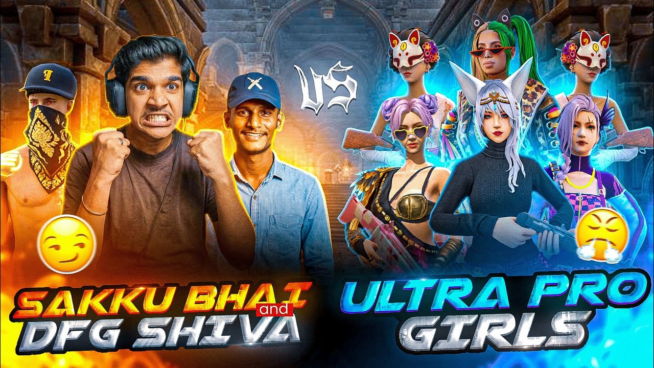 A Match by🔥(Sakku & dfg Shiva) ☠️ VS 6 ultra pro noob girl's 😱😂 || 2 vs 6 Insane match 😍😂💥 Telugu ff