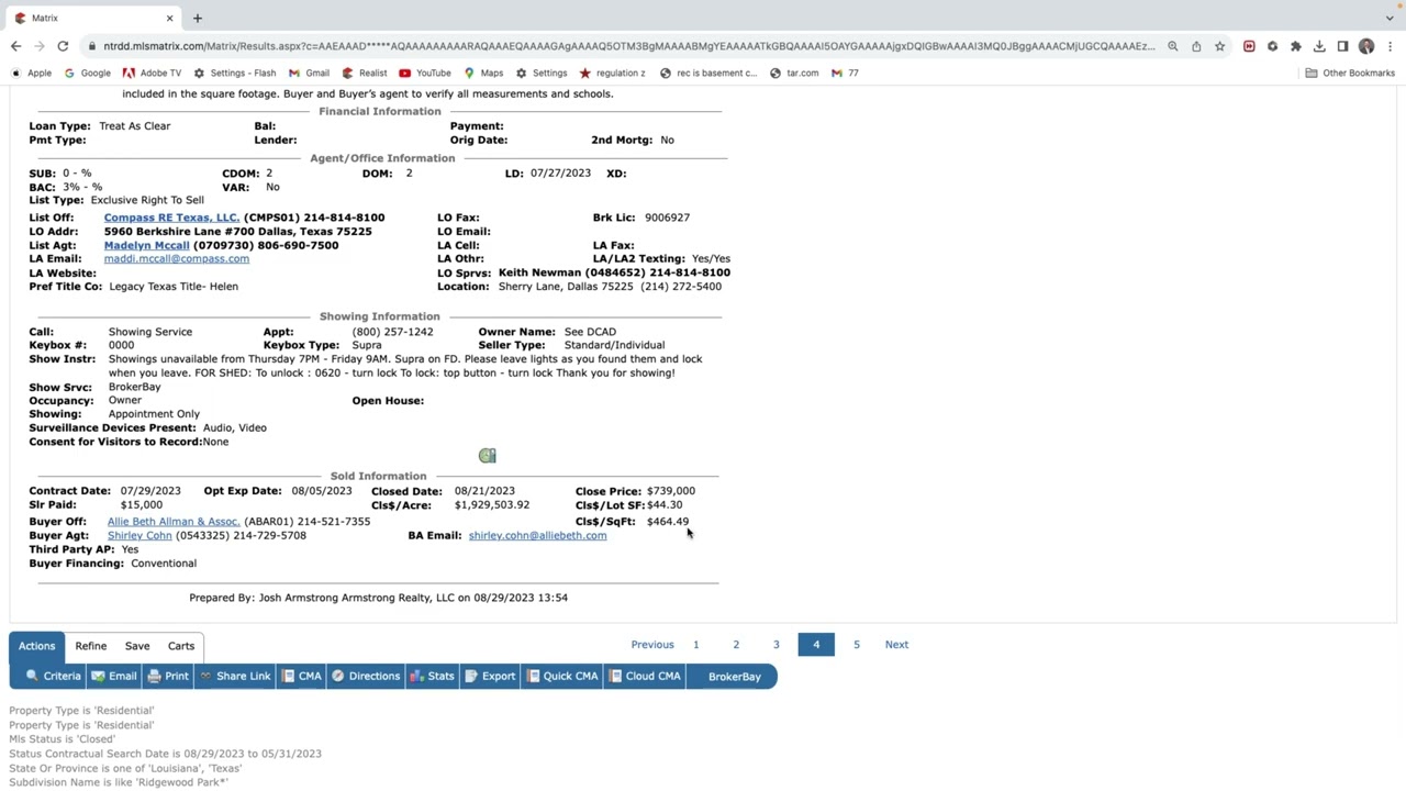 Where to find the ACTUAL Sold Price in MLS