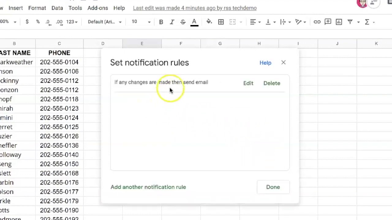 Using Google Sheets Notifications