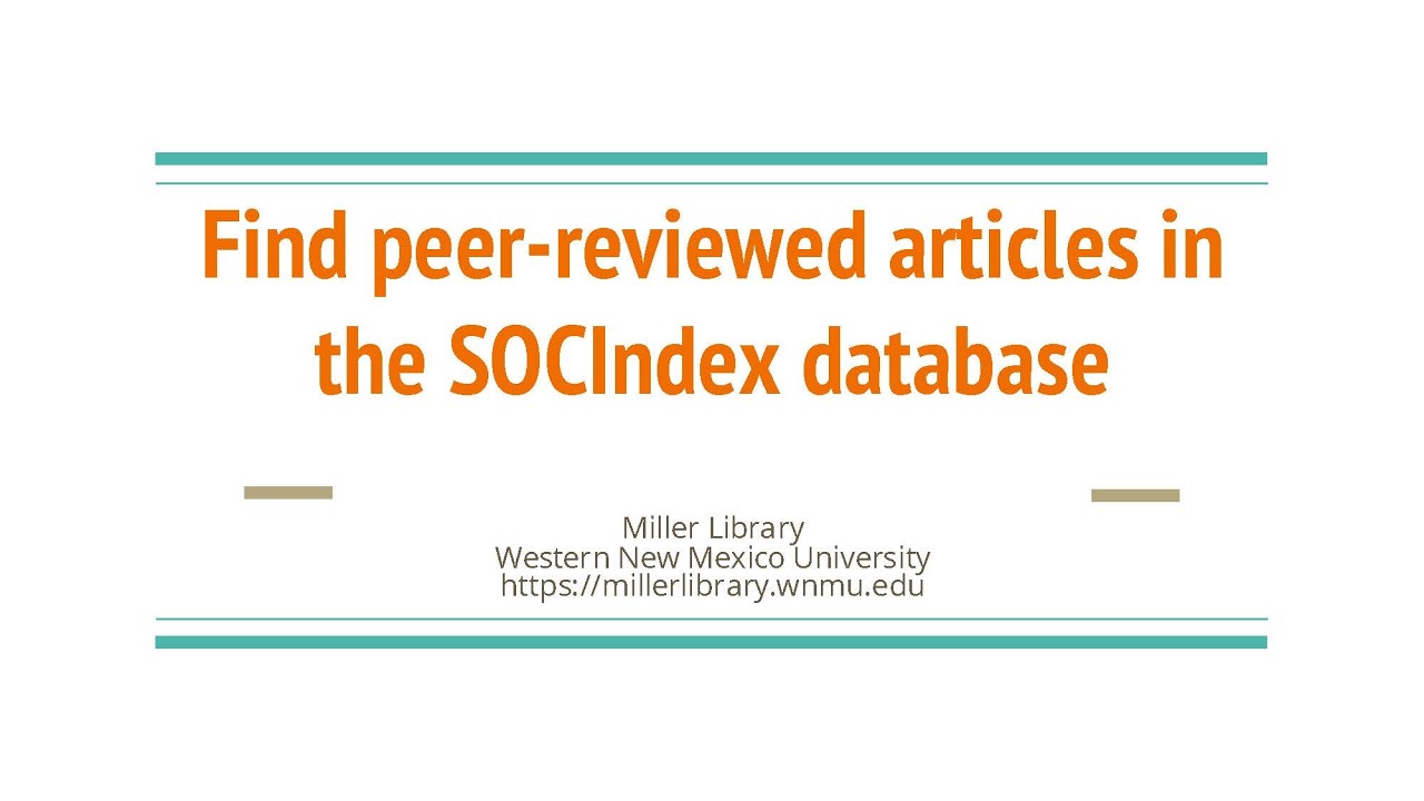 How to use SOCIndex to find peer reviewed articles