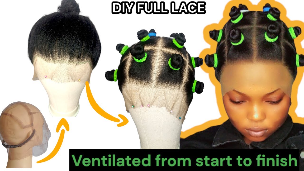 How to: DIY ventilate a full lace wig using split method with braid extension ( Extremely detailed)
