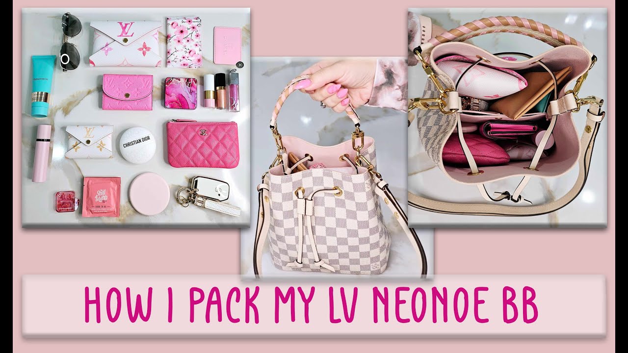 WHAT'S IN MY BAG ~ Louis Vuitton Braided NeoNoe in  Damier Azur Pink