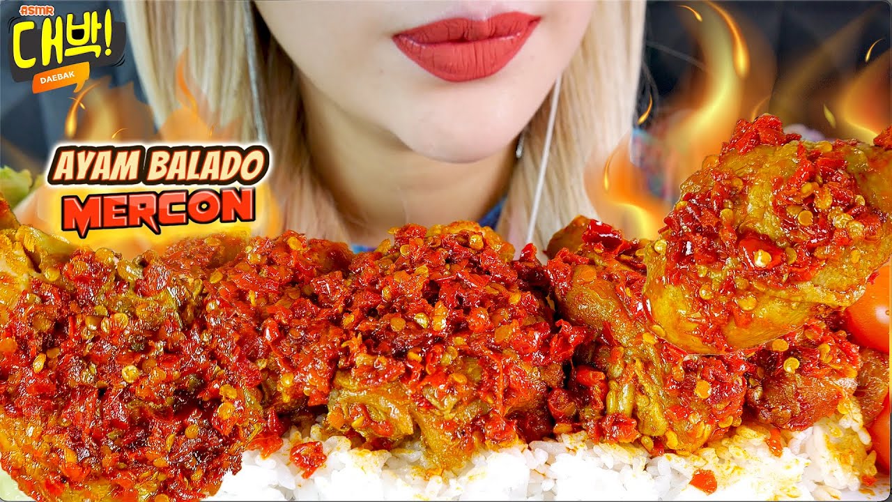 ASMR 🐔💥AYAM MERAH BALADO SAMBAL MERCON🌶 | SPICY RED BALADO CHICKEN