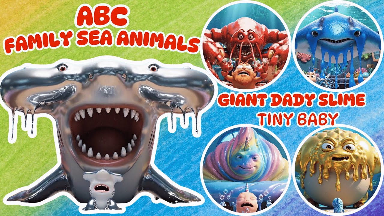 Daddy turns into GIANT SLIME! 🟢 ABC Sea Animals Song 🛑 Don't Eat the Slime!