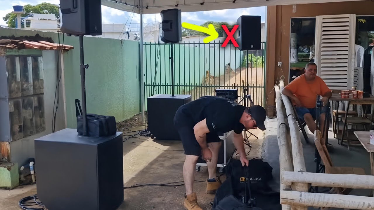 Montagem de PA de som em BARZINHO para duas BANDAS - Pagode e Sertenejo. 
