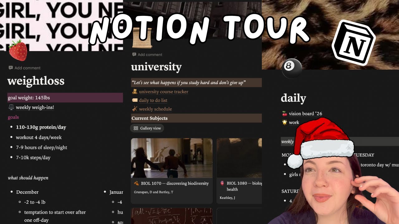 NOTION TOUR | university, weight loss, writing etc.